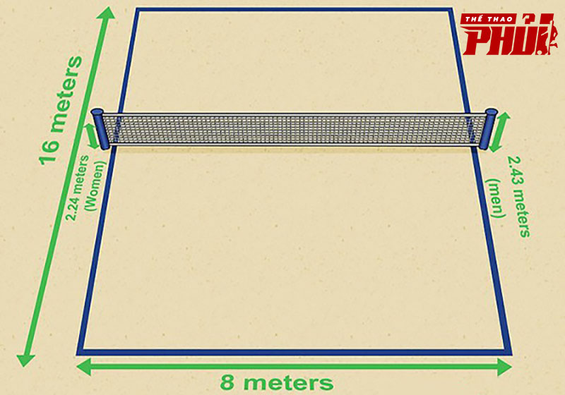 Kích thước sân bóng chuyền bãi biển